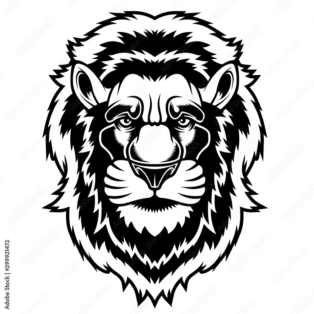 Lion head mascot.