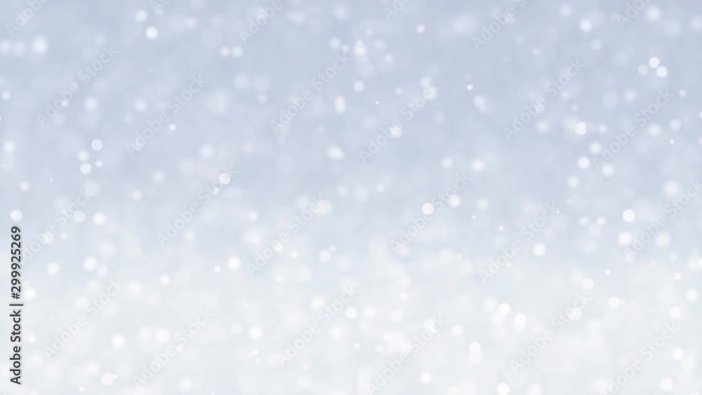 Calm falling snow flakes winter background. 4K seamless looping Christmas background