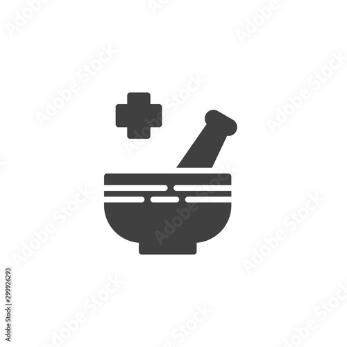 Mortar and pestle vector icon. filled flat sign for mobile concept and web design. Pharmaceutical medicine glyph icon. Symbol, logo illustration. Vector graphics