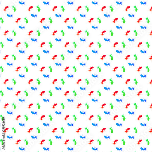 Mixing color goldfish seamless pattern on white background
