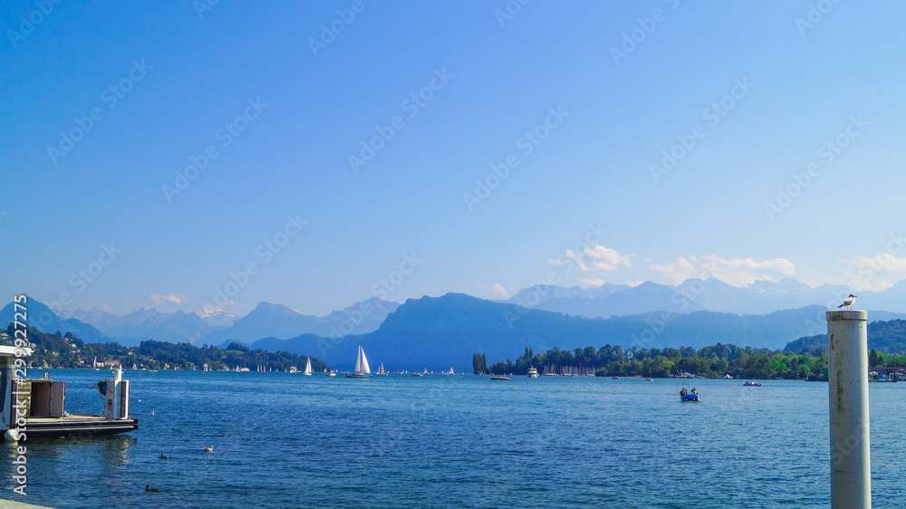 A view of the beautiful Lucerne lake in Switzerland
