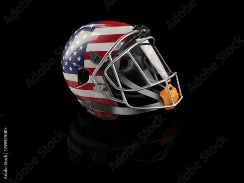 3d Rendering of Rugby helmet with USA flag for web and mobile design