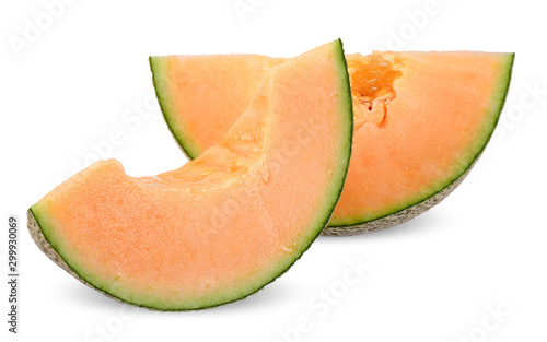Slice melon isolated on white clipping path