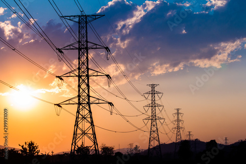 Fotografija silhouette of high voltage electrical pole
