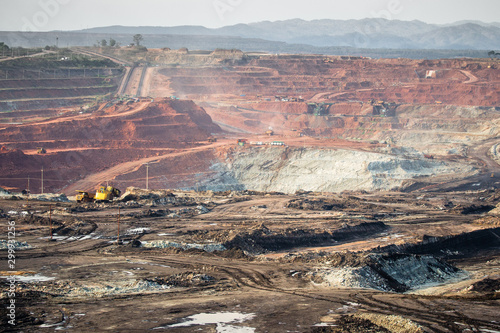 Mining truck working at the lignite opencast , Mae Moh, Lampang ,Thailand.