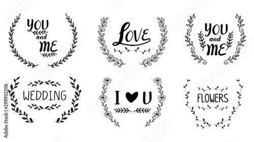 Hand Drawn Borders Elements Set Collection, floral Swirl ornament Vector