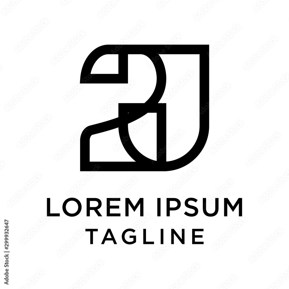 Initial Letter 2J, J2 Logo Template Design Initial Letter 2J, J2 Logo Template Design