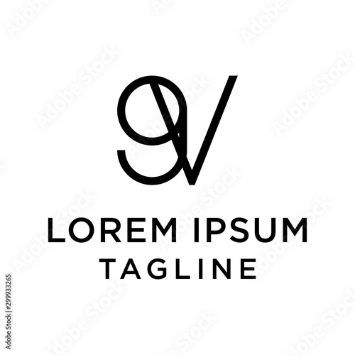 initial letter logo 9V, V9 logo template 