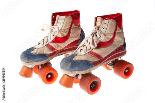Vintage roller skates isolated on a white background
