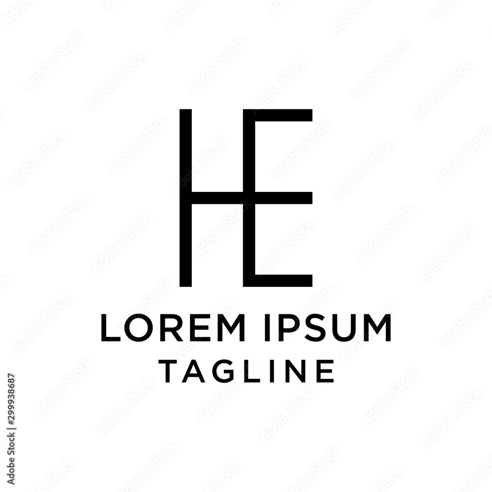initial letter logo EH, HE logo template