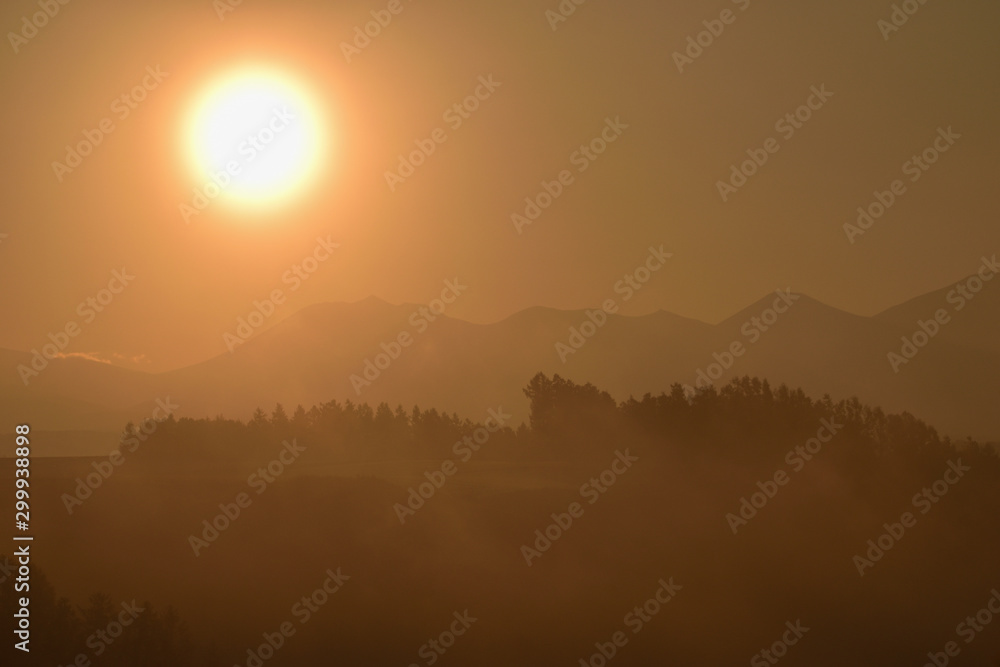 美瑛　三栄の丘の朝陽