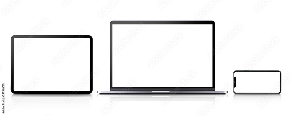 ノートパソコン、スマートフォン、タブレット端末の横位置合成用素材 ノートパソコン、スマートフォン、タブレット端末の横位置合成用素材