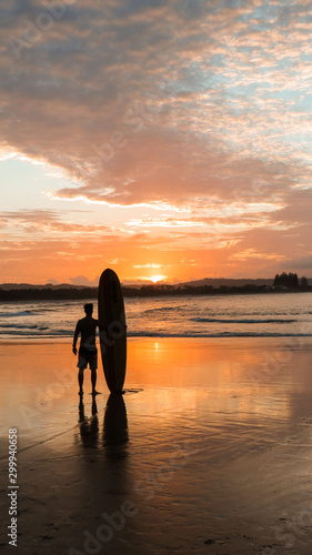 surf and sunset at byron bay