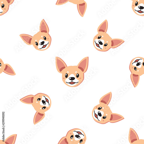 Vector cartoon character cute dog seamless pattern background for design.