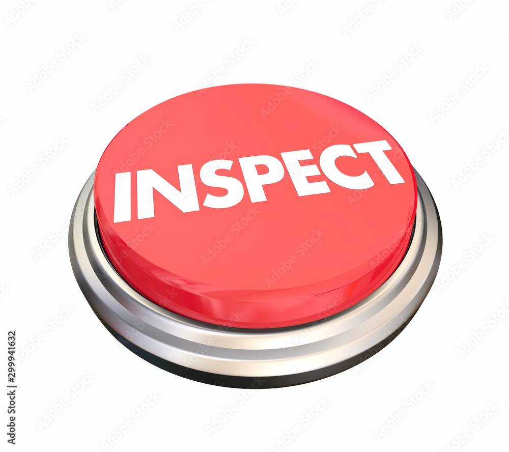 Inspect Button Analyze Assess Evaluate Test 3d Illustration Inspect Button Analyze Assess Evaluate Test 3d Illustration
