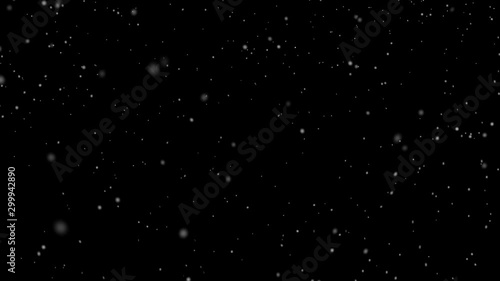 Snow falling with transparency background looped.