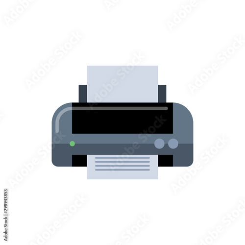 Printer vector illustration isolated on white. Print sign. Simple icon in flat style.