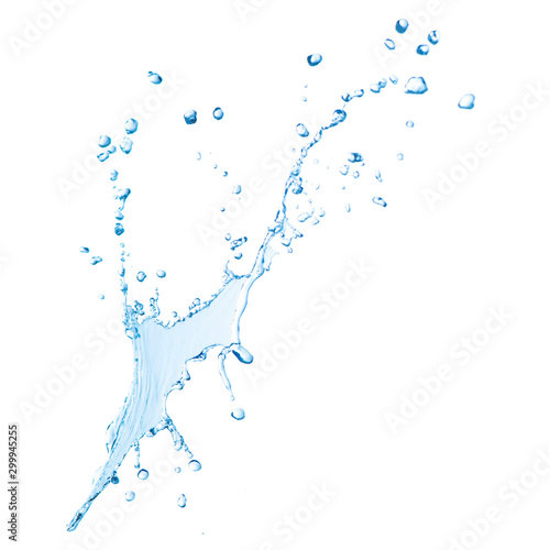 blue water splash isolated on white background