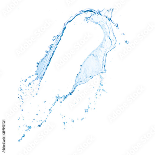 blue water splash isolated on white background