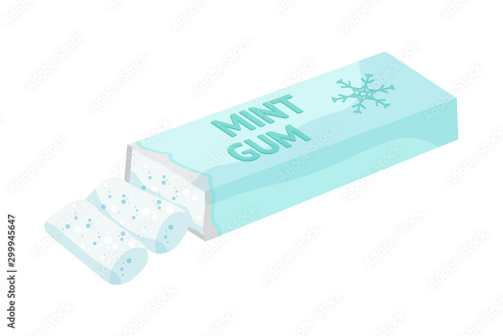 Mint flavor chewing gum flat vector illustration Mint flavor chewing gum flat vector illustration