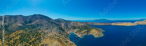 panoramic sea views and beautiful Islands with mountains, Greece, Europe Mediterranean sea. Simi island. © vladimircaribb