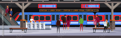 Underground station flat vector illustration