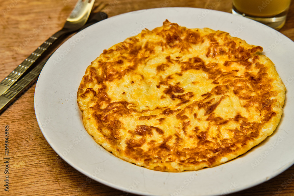 Omelette on white plate