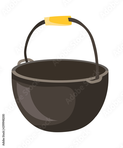 Camping cauldron flat vector illustration