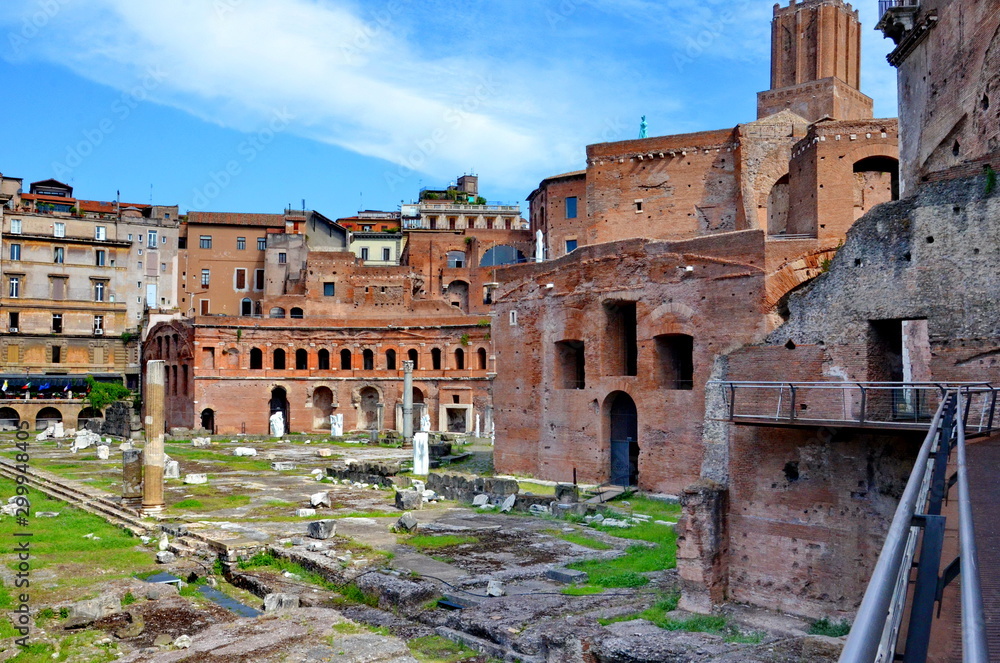 The Trajan's market, located on the Via dei Fori Imperiali, in Rome, Italy.