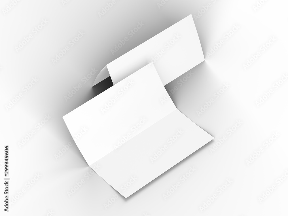 Leaflet folded to DL format - mock up - 3d illustartion Leaflet folded to DL format - mock up - 3d illustartion