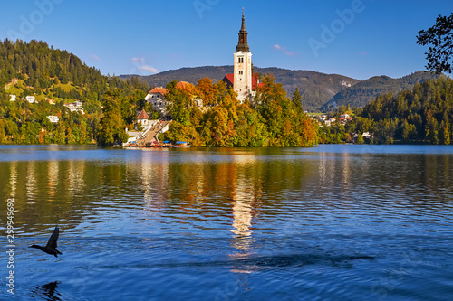 Church of the Assumption of the Virgin Mary on the island of Lake Bled in Slovenia