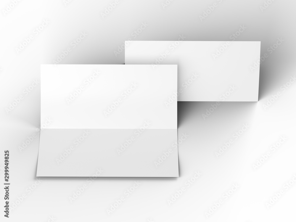 Leaflet folded to DL format - mock up - 3d illustartion Leaflet folded to DL format - mock up - 3d illustartion