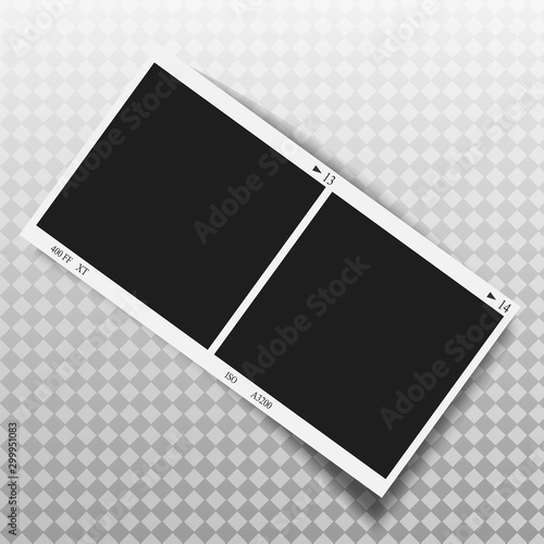 Vector Photo frame mockup design. Photo frame on sticky tape isolated on transparent background.