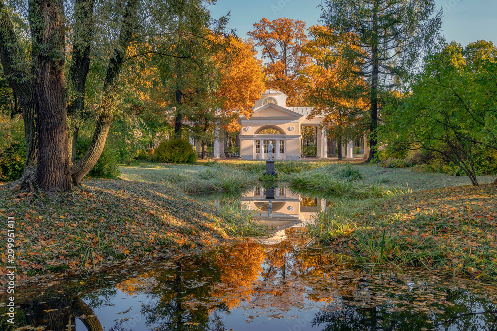 Golden autumn in Pavlovsk Park. Pavlovsk, Saint Petersburg, Russia