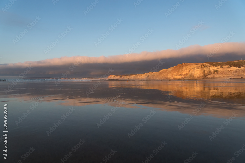 Sunset at Baleal beach in Peniche, Atlantic coast of Portugal.