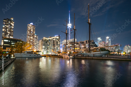 Night skyline of Toronto, Canada from Marina Quay West
