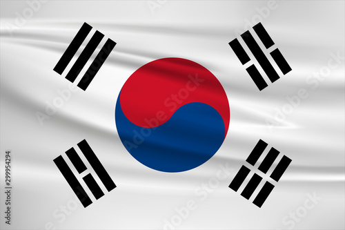 Korea waving flag on flat ground