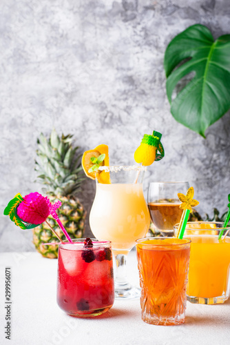 Set of different summer cocktails