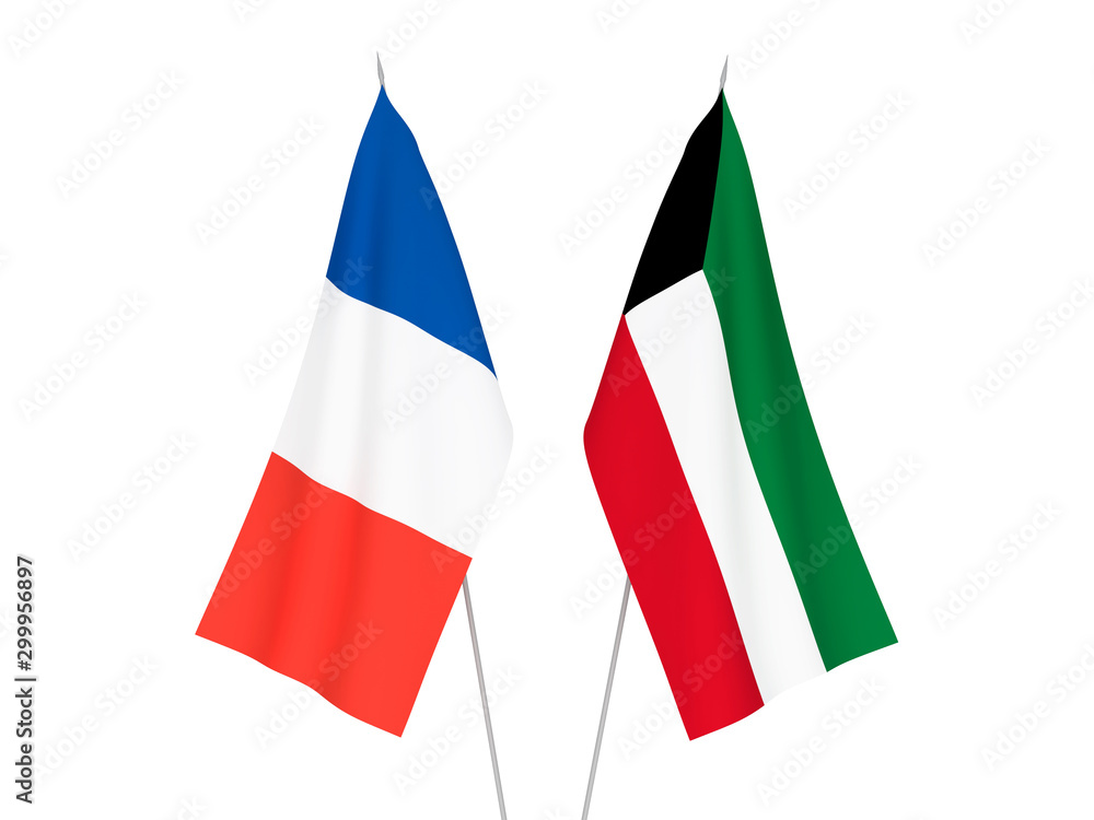 France and Kuwait flags France and Kuwait flags