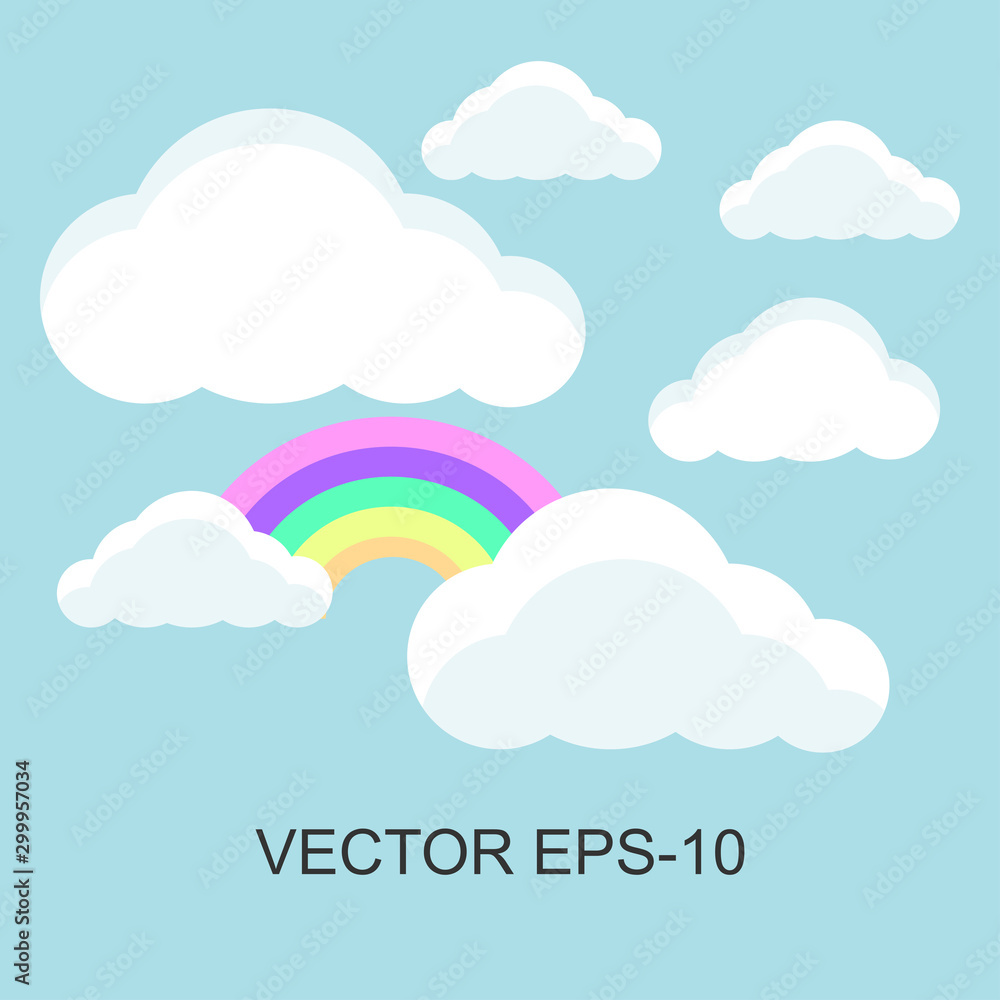 flat icons for cloud,blue sky,rainbow,vector illustrations flat icons for cloud,blue sky,rainbow,vector illustrations