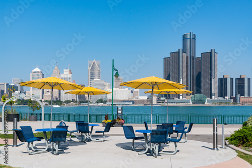 Skyline of Detroit, Michigan from the Windsor Riverfront Park