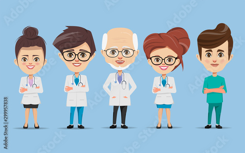 Doctor character set for medicine. Healthcare medical people animated.
