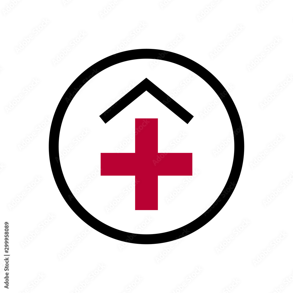 Fototapeta premium white cross in a red circle which is used to refer to medicine