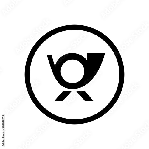 Post horn icon vector, filled flat sign, solid pictogram isolated on white. Symbol, logo illustration. Pixel perfect