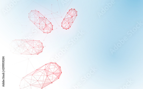 Red blood cells form lines, triangles and particle style design