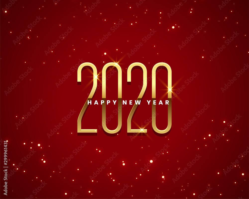 beautiful 2020 new year golden and red background