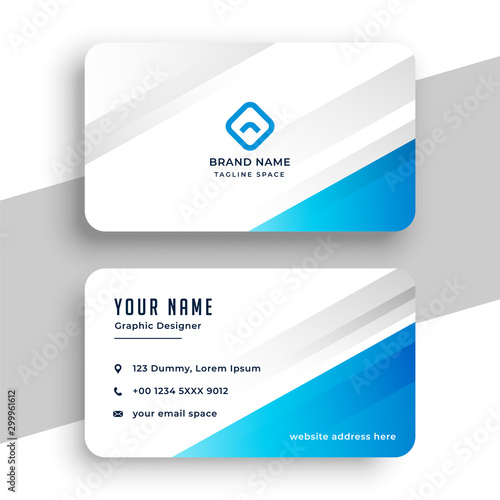 blue and white stylish business card design template