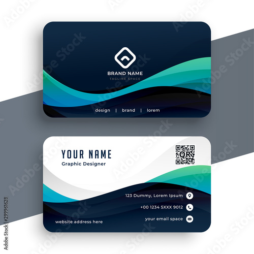 abstract blue professional business card design template