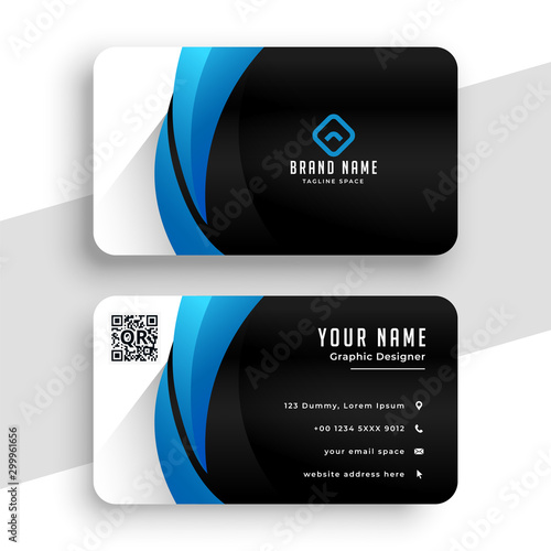 business card template in blue and black colors