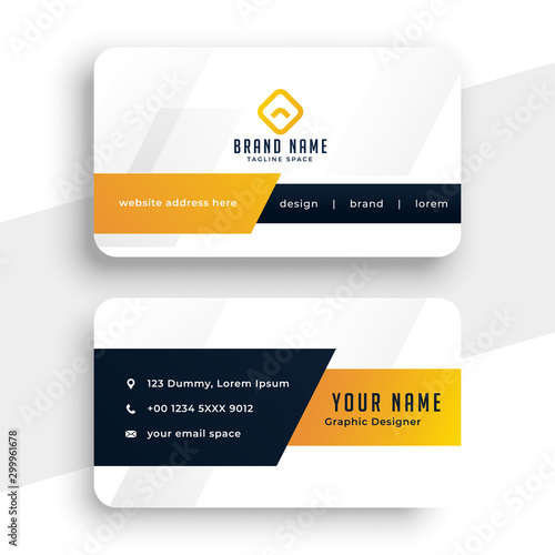 abstract modern yellow business card template design
